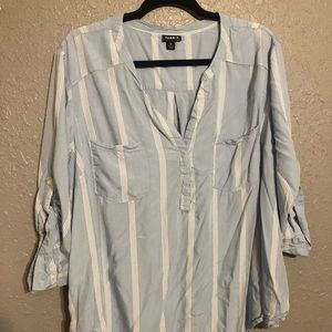 Torrid Size 3 Light Blue Striped Georgette Blouse